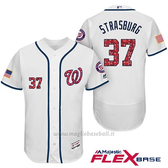 Maglia Baseball Uomo Washington Nationals 2017 Estrellas y Rayas Stephen Strasburg Bianco Flex Base